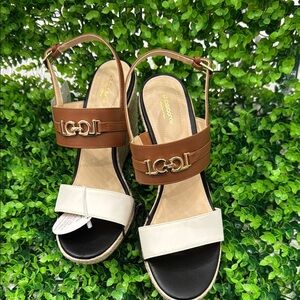 Brown and White Women's Sandals